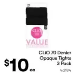 BIG W Clio 70 denier opaque tights 3 pack offer