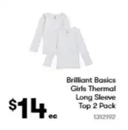 BIG W Brilliant basics girls thermal long sleeve top 2 pack offer