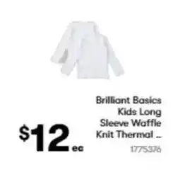 BIG W Brilliant basics kids long sleeve waffle knit thermal offer