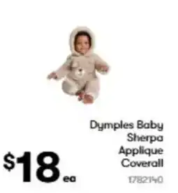 BIG W Dymples baby sherpa applique coverall offer