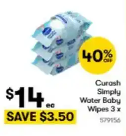 BIG W Curash simply water baby wipes 3 offer