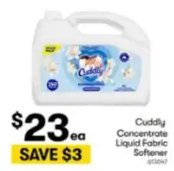 BIG W Cuddly Concentrate Liquid Fabric Softener offer