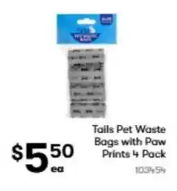 BIG W Tails pet waste bags with paw prints 4 pack offer
