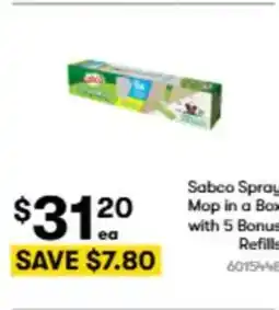 BIG W Sabco spray mop in a box with 5 bonus refills offer