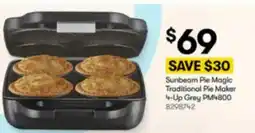 BIG W Sunbeam pie magic traditional pie maker 4-up grey pm4800 offer