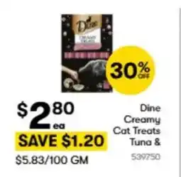 BIG W Dine creamy cat treats tuna & offer