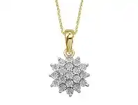 Bevilles Jewellery 9ct Yellow Gold Star Cluster Diamond Necklace offer