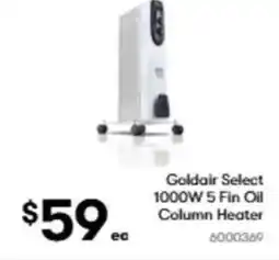 BIG W Goldair select 1000w 5 fin oil column heater offer