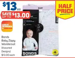 Foodland Bonds baby zippy wondersuit (assorted designs) offer