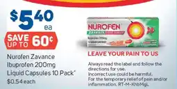 Foodland Nurofen zavance ibuprofen 200mg liquid capsules 10 pack offer