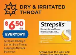 Foodland Strepsils Honey & Lemon Sore Throat Lozenges 16 Pack offer