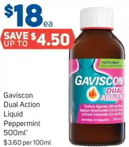 Foodland Gaviscon Dual Action Liquid Peppermint offer