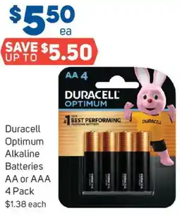 Foodland Duracell optimum alkaline batteries aa or aaa 4 pack offer