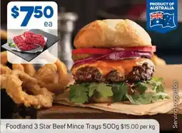 Foodland Foodland 3 star beef mince trays offer