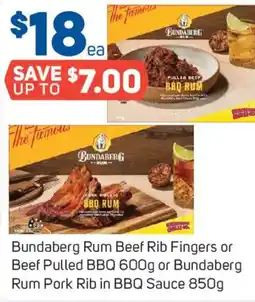 Foodland Bundaberg Rum Beef Rib Fingers or Beef Pulled BBQ or Bundaberg Rum Pork Rib in BBQ Sauce offer