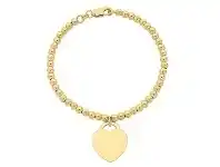 Bevilles Jewellery 9ct Yellow Gold Silver Infused Bracelet with Heart Charm offer
