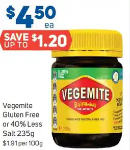 Foodland Vegemite Gluten Free or 40% Less Salt offer