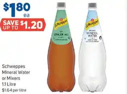 Foodland Schweppes mineral water or mixers offer