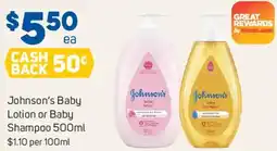 Foodland Johnson's baby lotion or baby shampoo offer