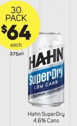 Foodland Hahn superdry 4.6% cans offer