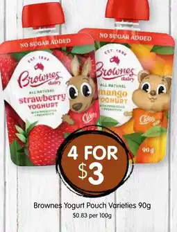 Spudshed Brownes yogurt pouch varieties offer