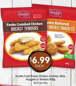 Spudshed Quality food frozen chicken zoobies, bites, nuggets or tenders offer