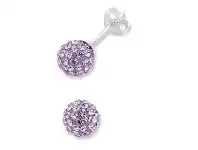 Shamballa Crystal Ball Bracelet and Earring Set Violet