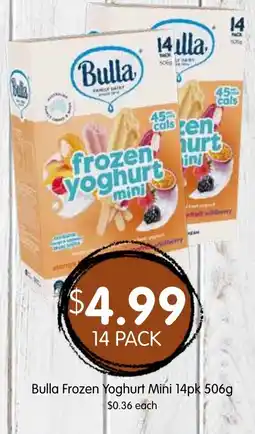Spudshed Bulla frozen yoghurt mini 14pk offer