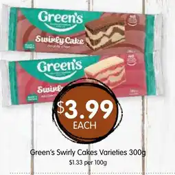 Spudshed Green's swirly cakes varieties offer