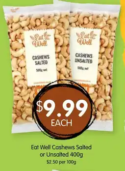 Spudshed Eat well cashews salted or unsalted offer
