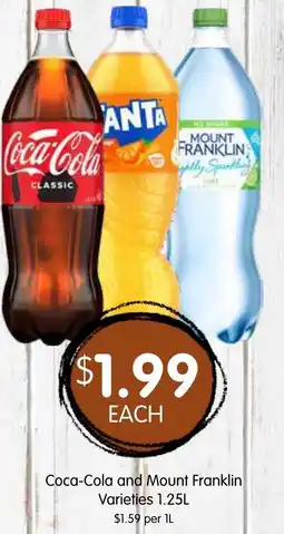 Spudshed Coca-Cola and Mount Franklin Varieties offer