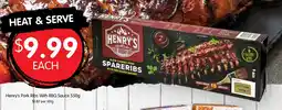 Spudshed Henry's pork ribs with bbq sauce offer