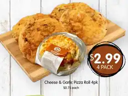 Spudshed Cheese & garlic pizza roll 4pk offer