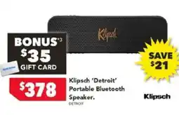 Harvey Norman Klipsch 'detroit' portable bluetooth speaker offer