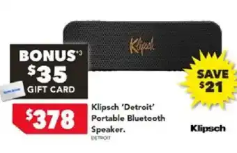 Klipsch 'detroit' portable bluetooth speaker