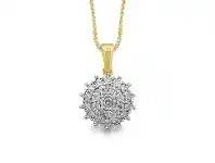 Bevilles Jewellery 9ct Yellow Gold Flower Necklace with 0.25ct of Diamonds offer