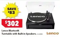 Harvey Norman Lenco bluetooth turntable with built-in speakers offer