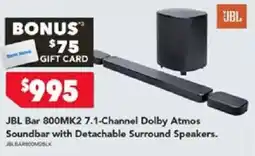 Harvey Norman Jbl bar 800mk2 7.1-channel dolby atmos soundbar with detachable surround speakers offer