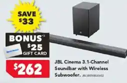 Harvey Norman Jbl cinema 3.1-channel soundbar with wireless subwoofer offer