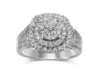 Bevilles Jewellery Martina Brilliant Claw Solitaire Look Ring with Double Halo with 1.00ct of Diamonds in 9ct White Gold offer