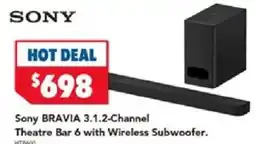 Harvey Norman Sony bravia 3.1.2-channel theatre bar 6 with wireless subwoofer offer