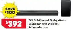 Harvey Norman Tcl 5.1-channel dolby atmos soundbar with wireless subwoofer offer