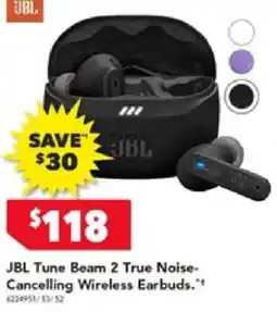 Harvey Norman Jbl tune beam 2 true noise- cancelling wireless earbuds offer