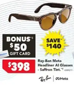 Harvey Norman Ray-ban meta headliner al glasses - saffron tint offer