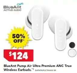 Harvey Norman Blueant pump air ultra premium anc true wireless earbuds offer