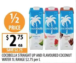 Supabarn Cocobella straight up and flavoured coconut water offer