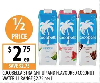 Supabarn Cocobella straight up and flavoured coconut water offer