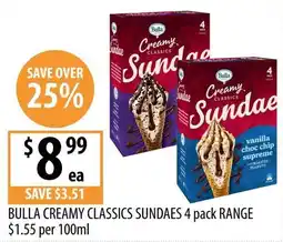Supabarn Bulla creamy classics sundaes offer