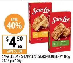 Supabarn Sara lee danish apple/custard/blueberry offer