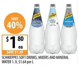 Supabarn Schweppes soft drinks, mixers and mineral water offer